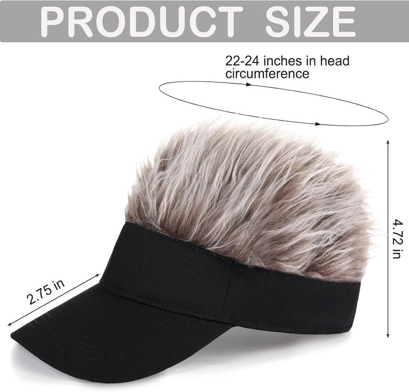 Regilt Men’s Visor Hat with Hair Funny Spiked Hair Wig Hat Novelty Adjustable Baseball Cap - Image 2